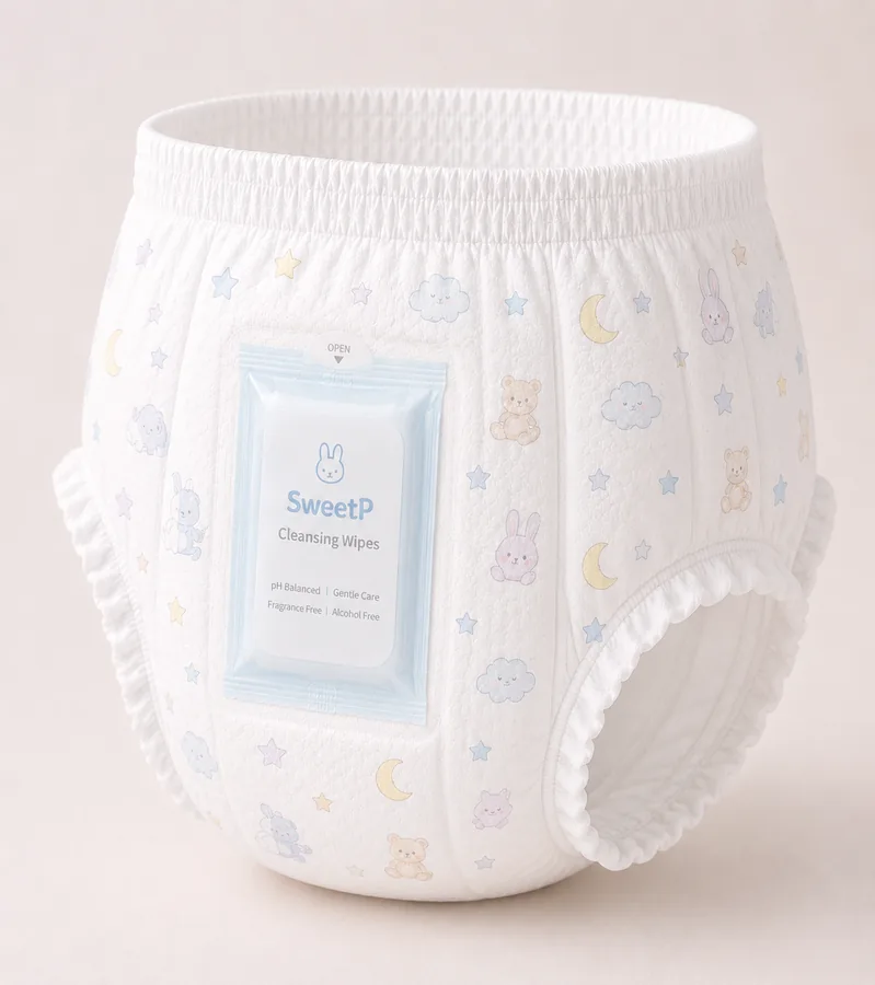 Sweet P baby diaper, blue Cleansing Wipes variant