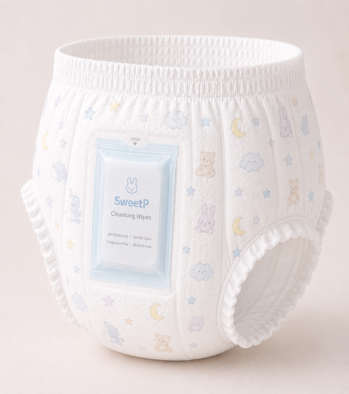 Sweet P baby diaper, blue Cleansing Wipes variant